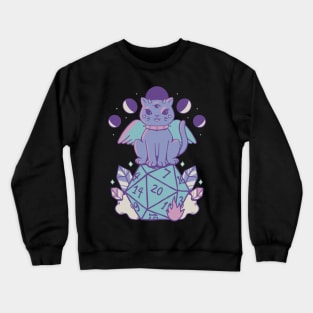 D&D Cat Demon on a D20 Crewneck Sweatshirt